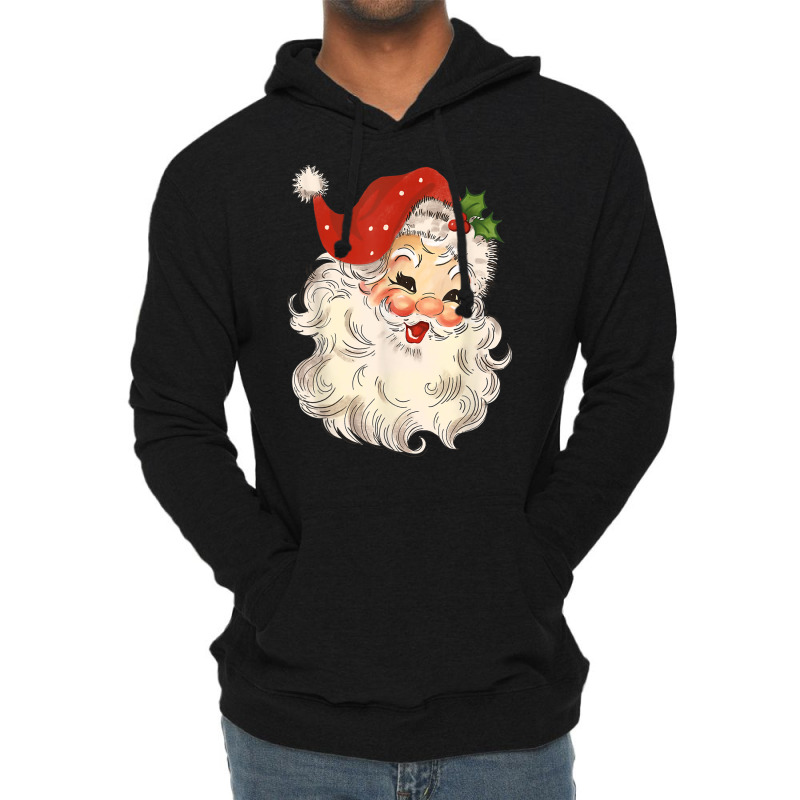 Pink Santa Retro Vintage Christmas T Shirt Lightweight Hoodie | Artistshot