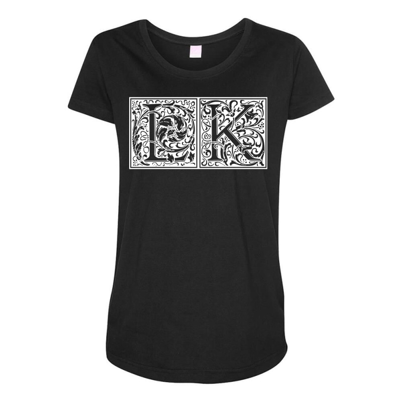 Lk   Initials L K Name Surname Onomastics Onomatol Maternity Scoop Neck T-shirt by bellaaa | Artistshot