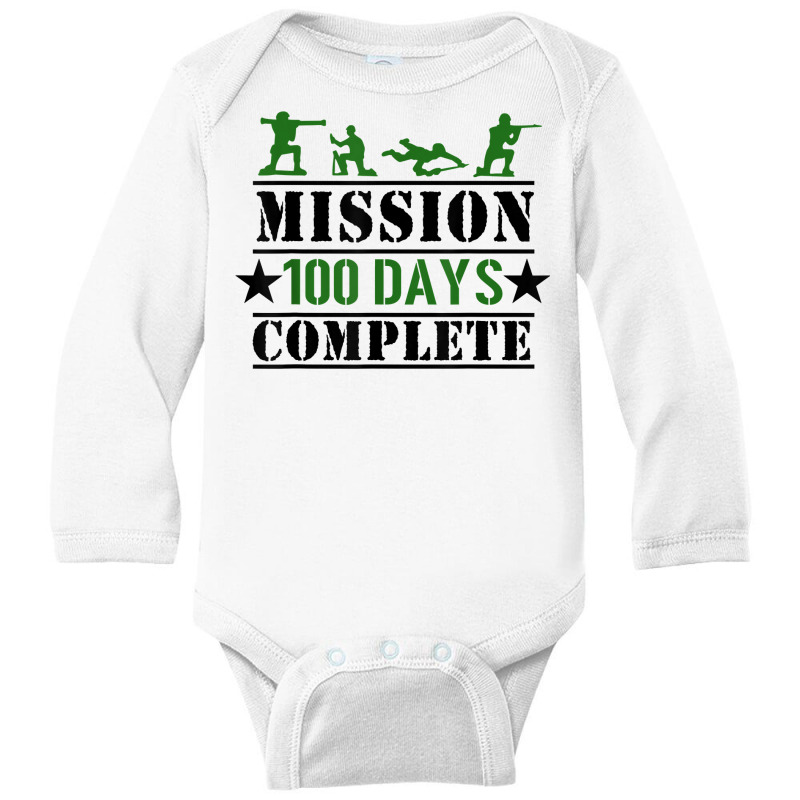 Mission 100 Days Of School Complete Boy Soldier St Long Sleeve Baby Bodysuit | Artistshot