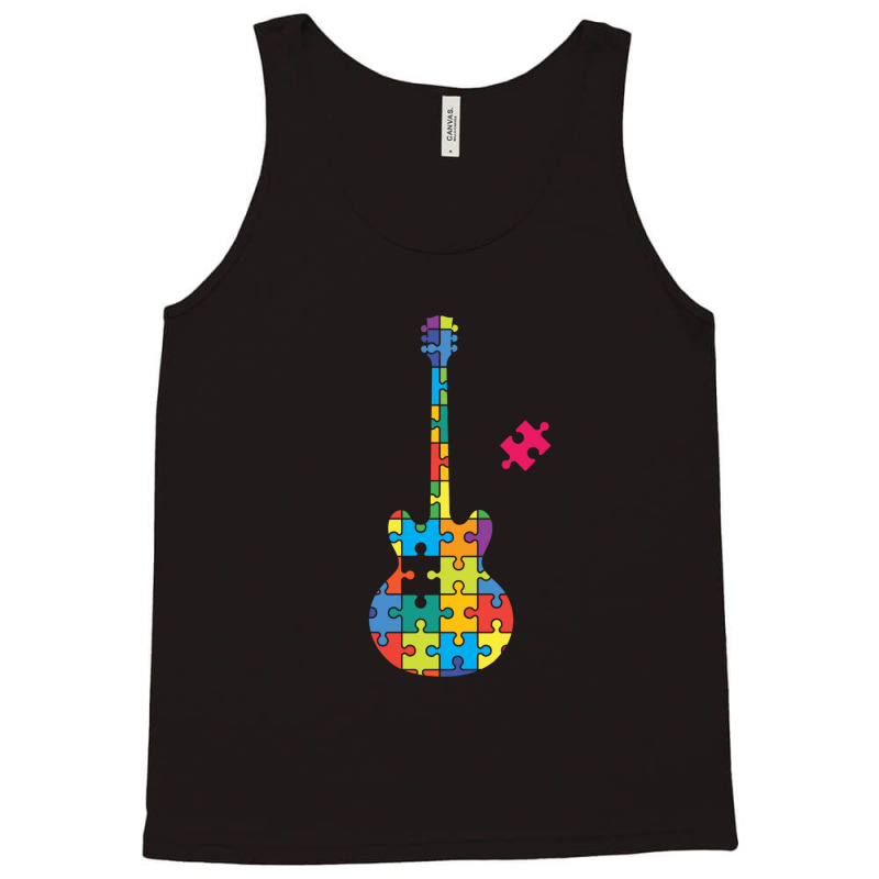 Color Puzzle Semi Hollow Electric Guitar Silhouett Tank Top | Artistshot