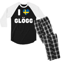 I Love GlÖgg Sweden Flag Heart Swedish Mulled Win Men's 3/4 Sleeve Pajama Set | Artistshot