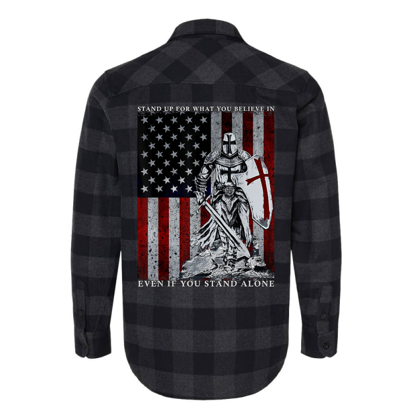 Knight Templar American Flag Crusader T Shirt Flannel Shirt | Artistshot