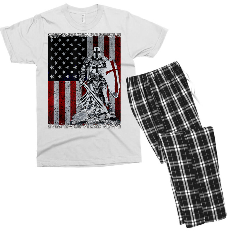 Knight Templar American Flag Crusader T Shirt Men's T-shirt Pajama Set | Artistshot