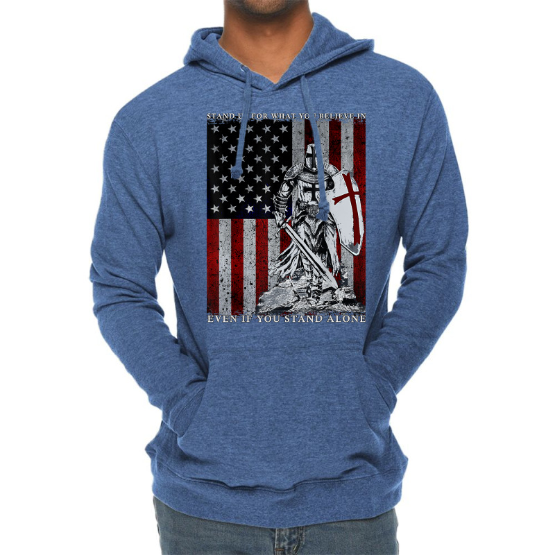 Knight Templar American Flag Crusader T Shirt Lightweight Hoodie | Artistshot