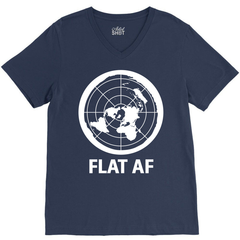 Flat Af Flat Earth Society V-Neck Tee by winkleslifkos | Artistshot