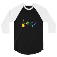 Electric Guitar Heartbeat Watercolor 1 3/4 Sleeve Shirt | Artistshot