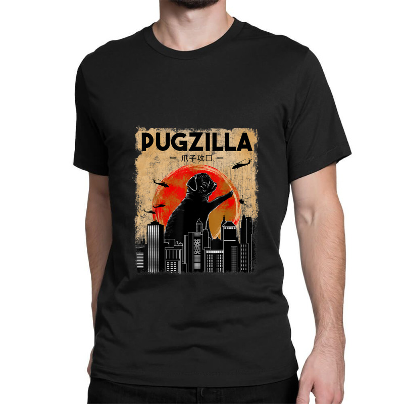 Funny Pug Tshirt, Pugzilla Tshirt, Funny Dog Pug Classic T-shirt | Artistshot