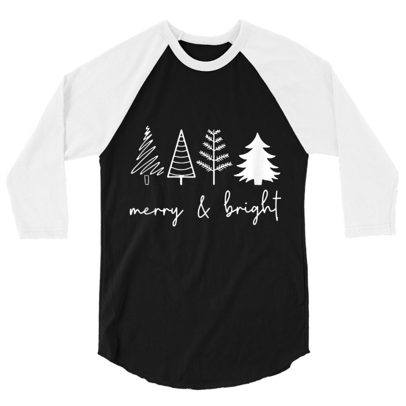 Merry And Bright Christmas Tree Tank Top 3/4 Sleeve Shirt | Artistshot