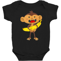 Monkey With Banana Kindergarten Kids Funny Monkey Baby Bodysuit | Artistshot