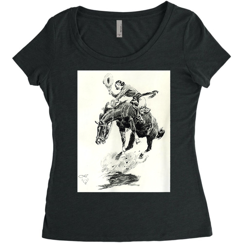 Rodeo Cowgirl Riding Bucking Horse T Shirt Women's Triblend Scoop T-shirt by corindu | Artistshot