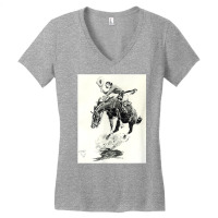 Rodeo Cowgirl Riding Bucking Horse T Shirt Women's V-neck T-shirt | Artistshot