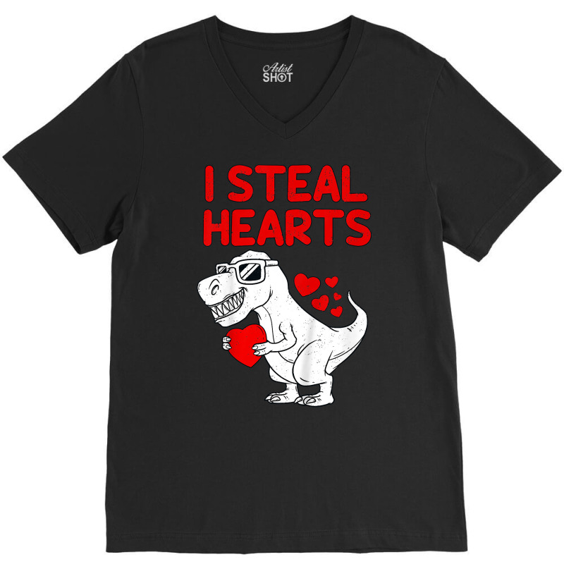 Kids I Steal Hearts T Rex Dino Valentines Day Todd V-neck Tee | Artistshot