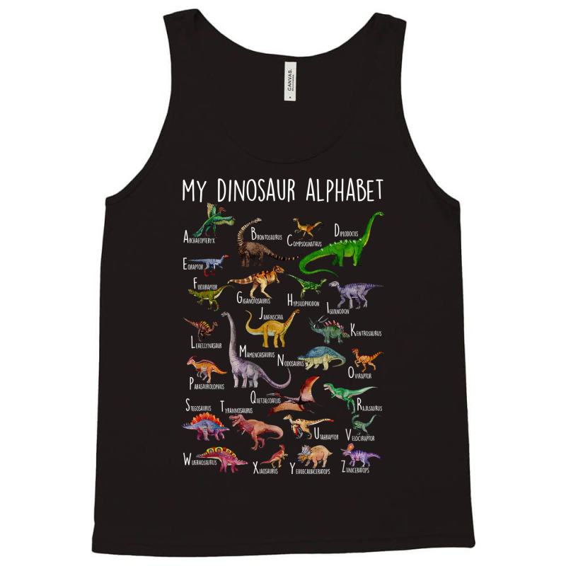 Types Of Dinosaurs Alphabet A Z Abc Dino Rex Ident Tank Top | Artistshot