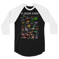 Types Of Dinosaurs Alphabet A Z Abc Dino Rex Ident 3/4 Sleeve Shirt | Artistshot