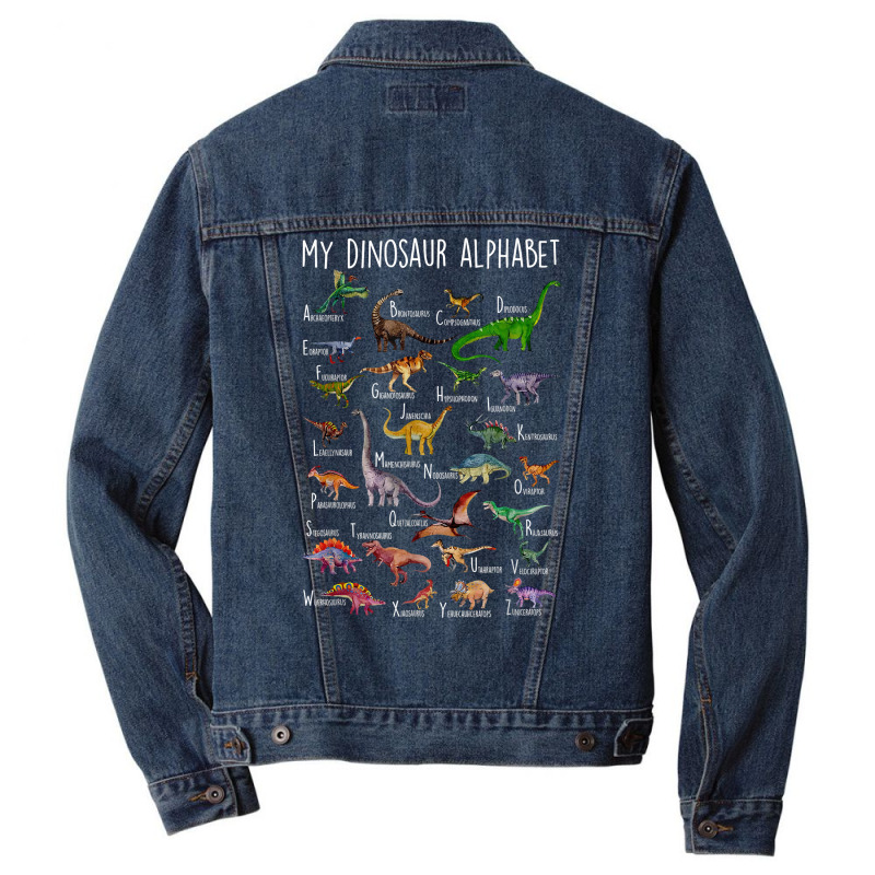 Types Of Dinosaurs Alphabet A Z Abc Dino Rex Ident Men Denim Jacket | Artistshot