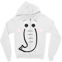 Elephant Face, Cartoon Style, Easy Halloween Costu Zipper Hoodie | Artistshot