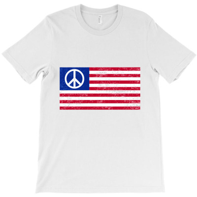 Grunge Usa Peace Sign Flag T-shirt Designed By Chakib Alami