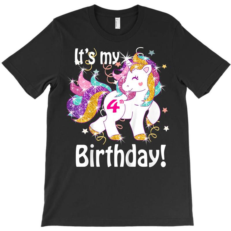 Kids Its My Birthday Shirt Girl Unicorn 4th (4 Yea T-shirt | Artistshot