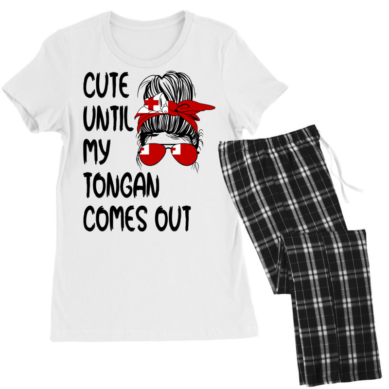 Funny Cute Until My Tongan Comes Out Pullover Hood Women's Pajamas Set by dong | Artistshot