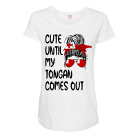 Funny Cute Until My Tongan Comes Out Pullover Hood Maternity Scoop Neck T-shirt | Artistshot