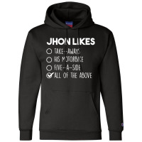 Personalised Name Likes His Motor Bike Tick Champion Hoodie | Artistshot