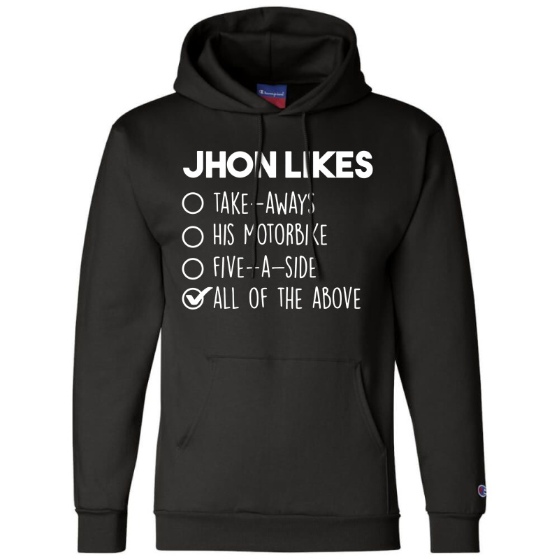 Personalised Name Likes His Motor Bike Tick Champion Hoodie by skw art | Artistshot