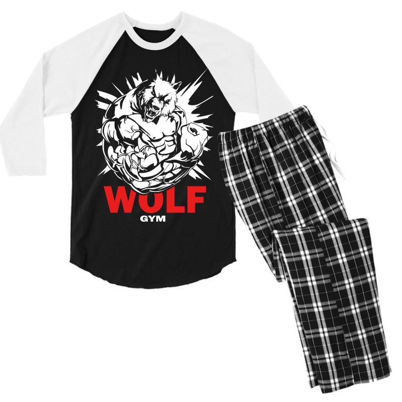 Wolf Gym Beast Power Men's 3/4 Sleeve Pajama Set | Artistshot