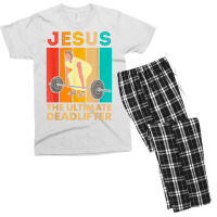 Jesus The Ultimate Deadlifter Funny Vintage Gym Ch Men's T-shirt Pajama Set | Artistshot