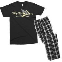 Write On   Feather Author Novelist Novel Writer Po Men's T-shirt Pajama Set | Artistshot