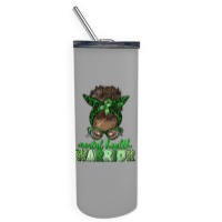 Mental Health Warrior Afro Messy Bun Skinny Tumbler | Artistshot