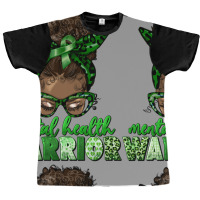 Mental Health Warrior Afro Messy Bun Graphic T-shirt | Artistshot