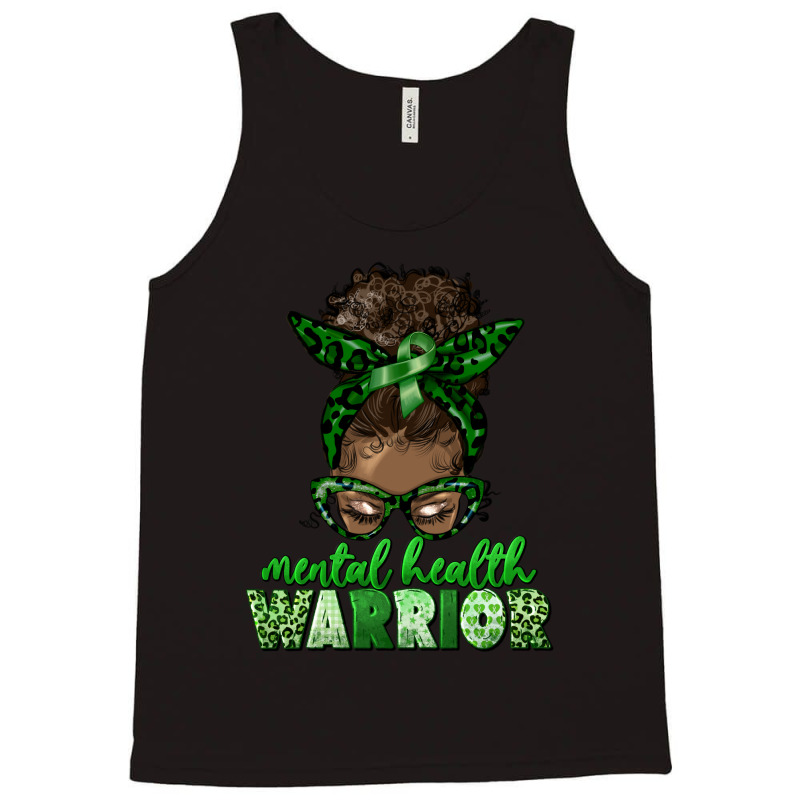 Mental Health Warrior Afro Messy Bun Tank Top | Artistshot