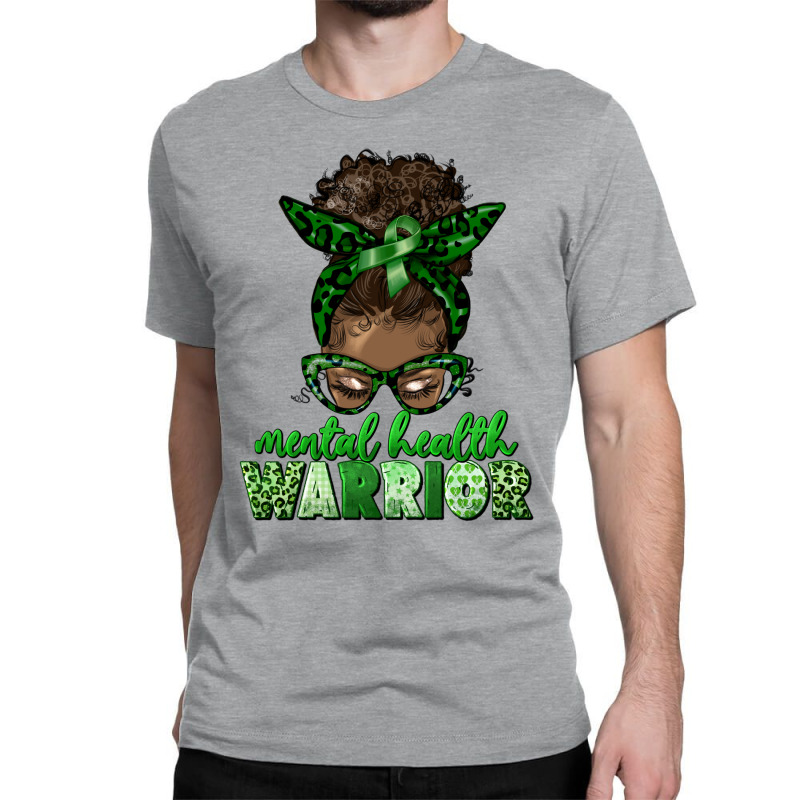 Mental Health Warrior Afro Messy Bun Classic T-shirt | Artistshot