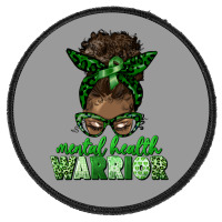 Mental Health Warrior Afro Messy Bun Round Patch | Artistshot