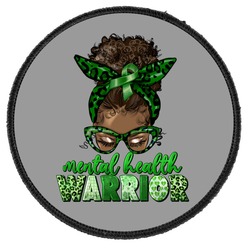 Mental Health Warrior Afro Messy Bun Round Patch | Artistshot