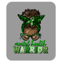 Mental Health Warrior Afro Messy Bun Mousepad | Artistshot