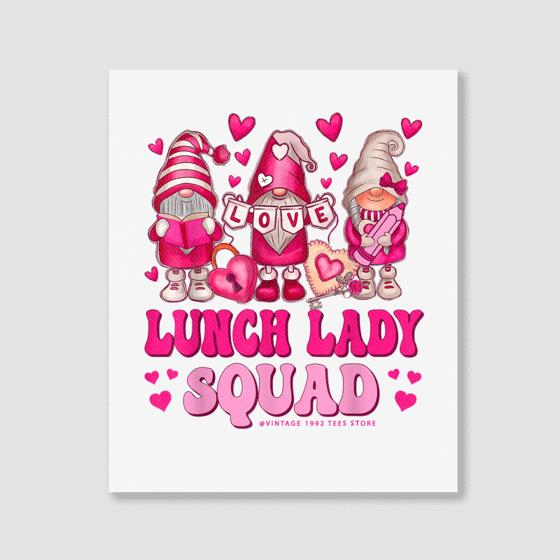 Lunch Lady Teacher Squad Valentines Day Gnomes Hol Portrait Canvas Print | Artistshot