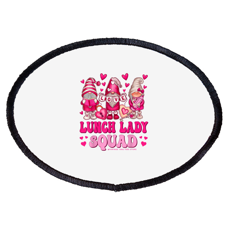 Lunch Lady Teacher Squad Valentines Day Gnomes Hol Oval Patch | Artistshot