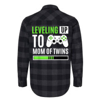 Leveling Up To Mom Of Twins Gaming Gender Reveal C Flannel Shirt | Artistshot