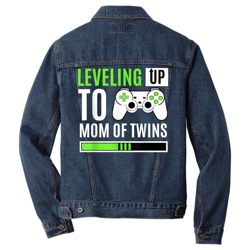 Leveling Up To Mom Of Twins Gaming Gender Reveal C Men Denim Jacket | Artistshot