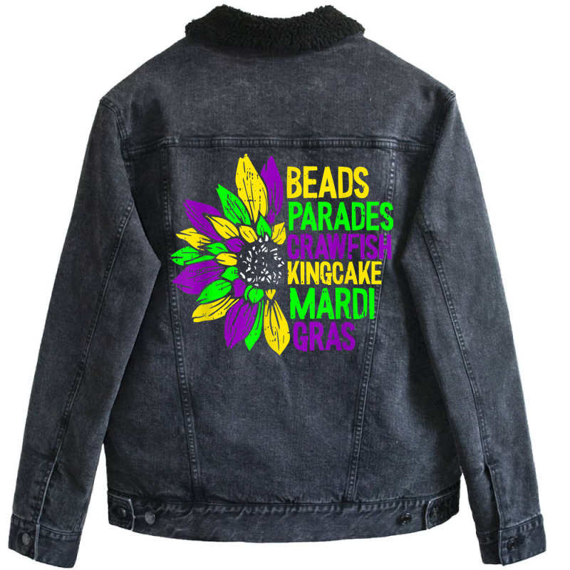 Beads Parades Crawfish Kingcake Mardi Gras Masquer Unisex Sherpa-lined Denim Jacket | Artistshot