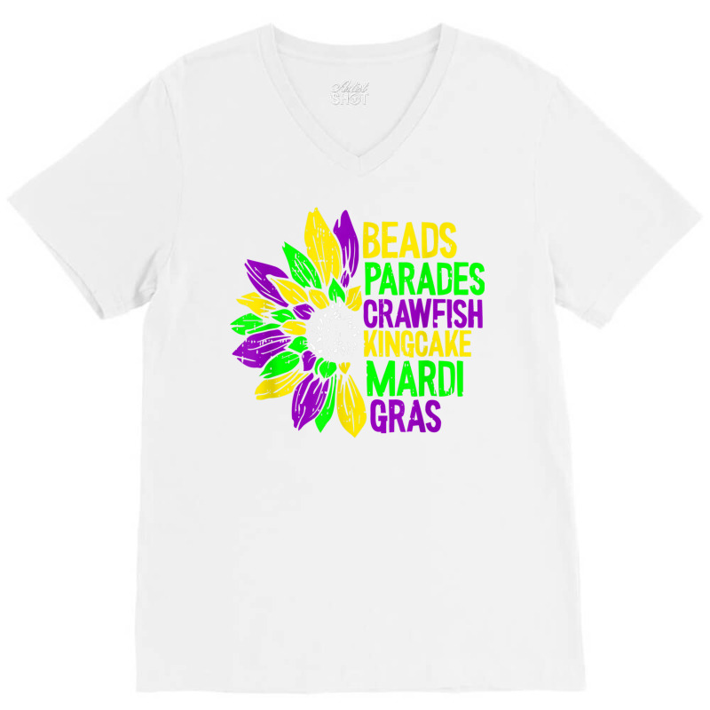 Beads Parades Crawfish Kingcake Mardi Gras Masquer V-neck Tee | Artistshot