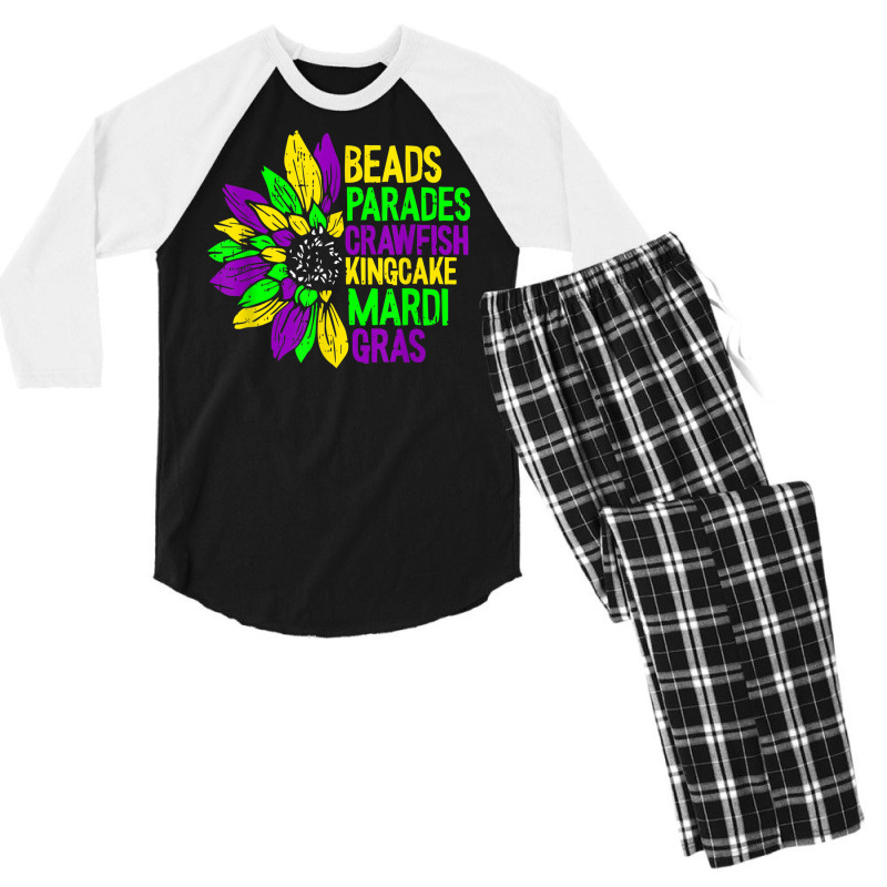 Beads Parades Crawfish Kingcake Mardi Gras Masquer Men's 3/4 Sleeve Pajama Set | Artistshot