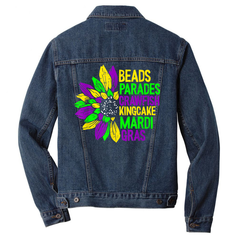 Beads Parades Crawfish Kingcake Mardi Gras Masquer Men Denim Jacket | Artistshot