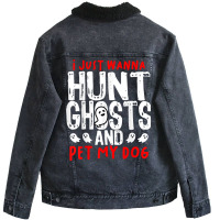 Ghost Hunter Paranormal Hunting Investigator Dog L Unisex Sherpa-lined Denim Jacket | Artistshot