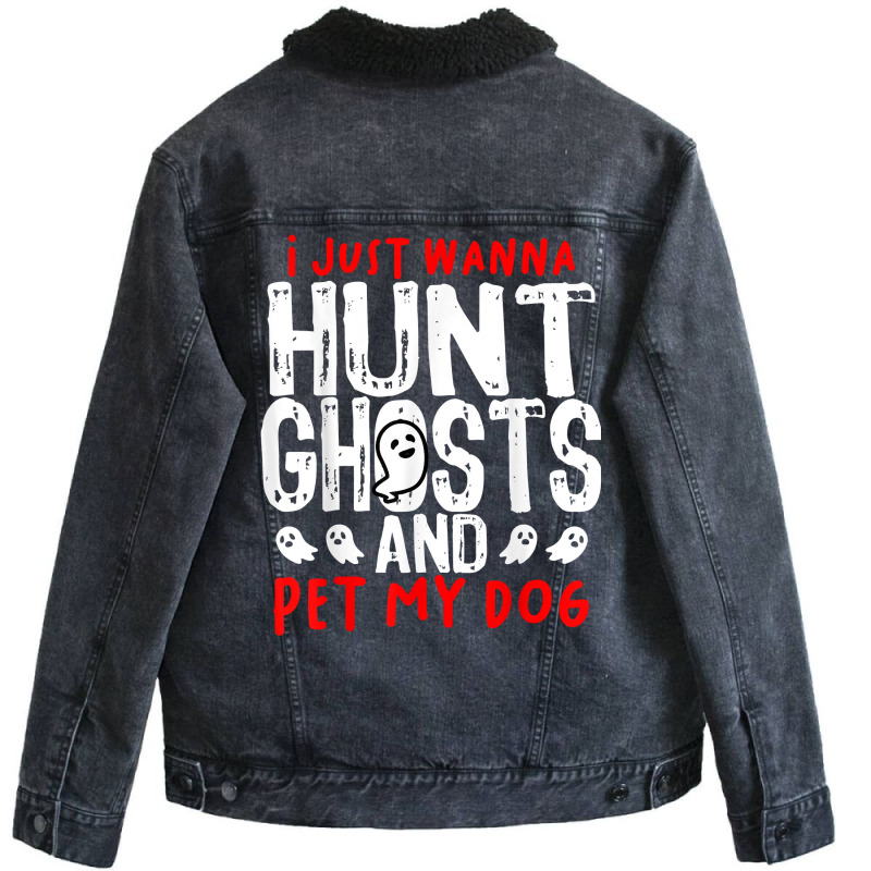 Ghost Hunter Paranormal Hunting Investigator Dog L Unisex Sherpa-Lined Denim Jacket by kulowbu | Artistshot