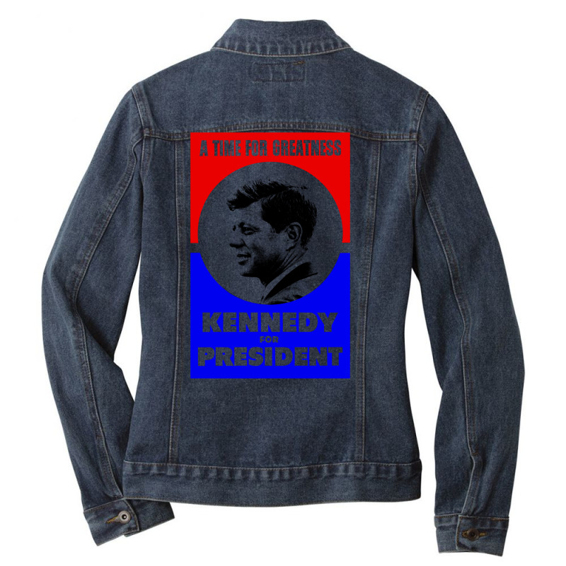 Jfk Kennedy For President Ladies Denim Jacket by tacanaglin8 | Artistshot