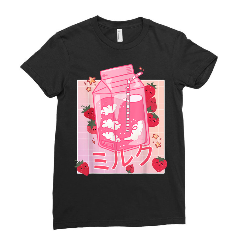 Japanese Pastel Soft Grunge Kawaii Strawberry Milk Ladies Fitted T-Shirt by drviddie | Artistshot