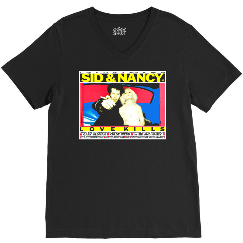 Sid And Nancy Love Kills V-Neck Tee by tazawiwaimand | Artistshot