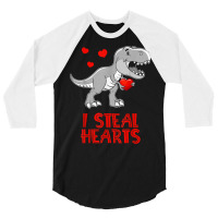 I Steal Hearts Dinosaur Valentines Day For Baby Bo 3/4 Sleeve Shirt | Artistshot